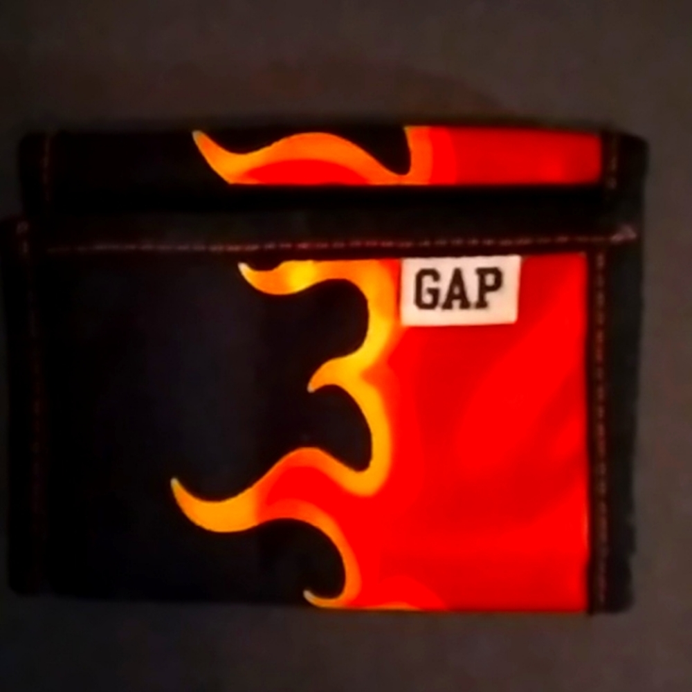 Gap brand wallet, black with flame print
